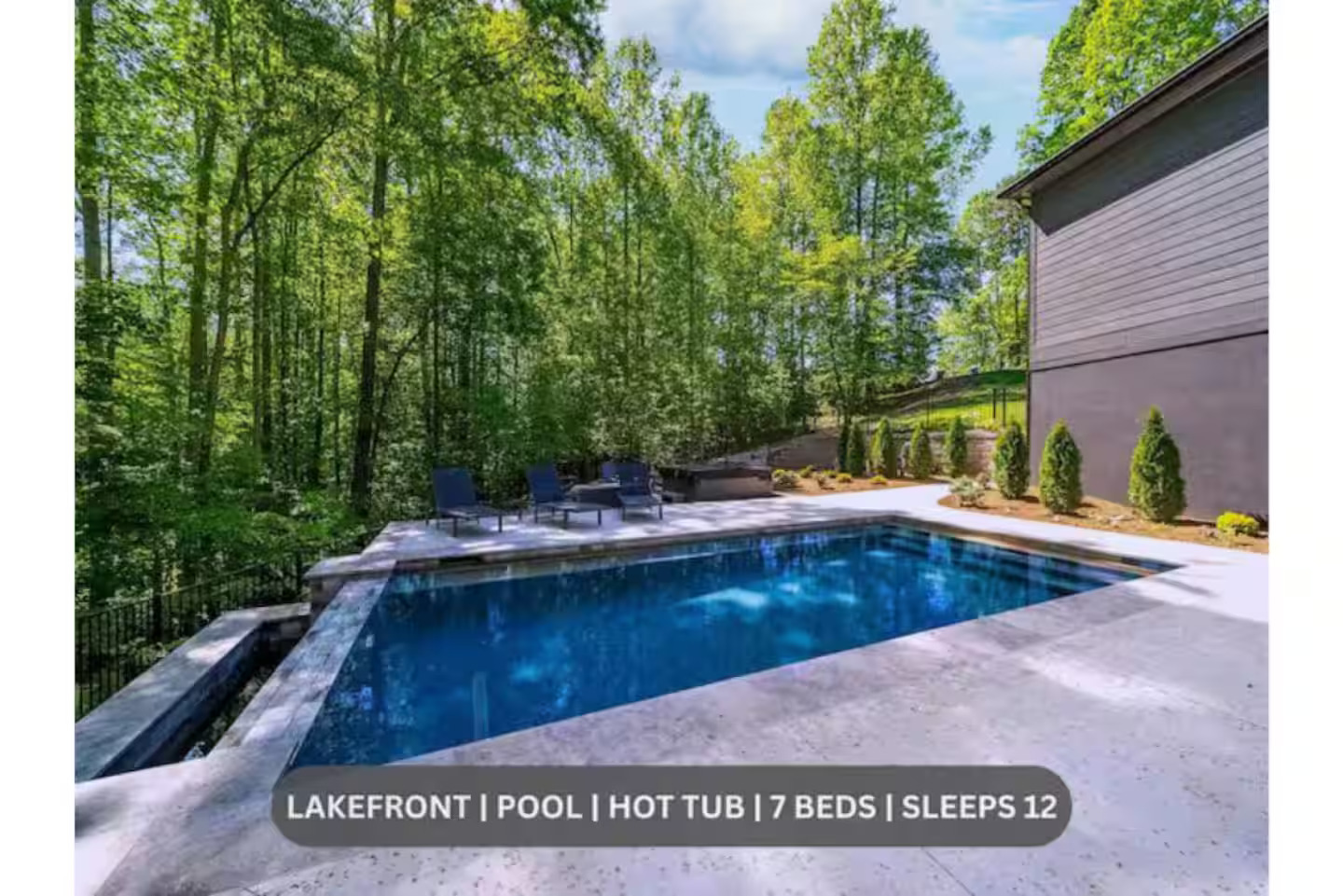 Beautiful Infinity-edge pool overlooking Lake Norman, situated beside the hot tub and fire pit!